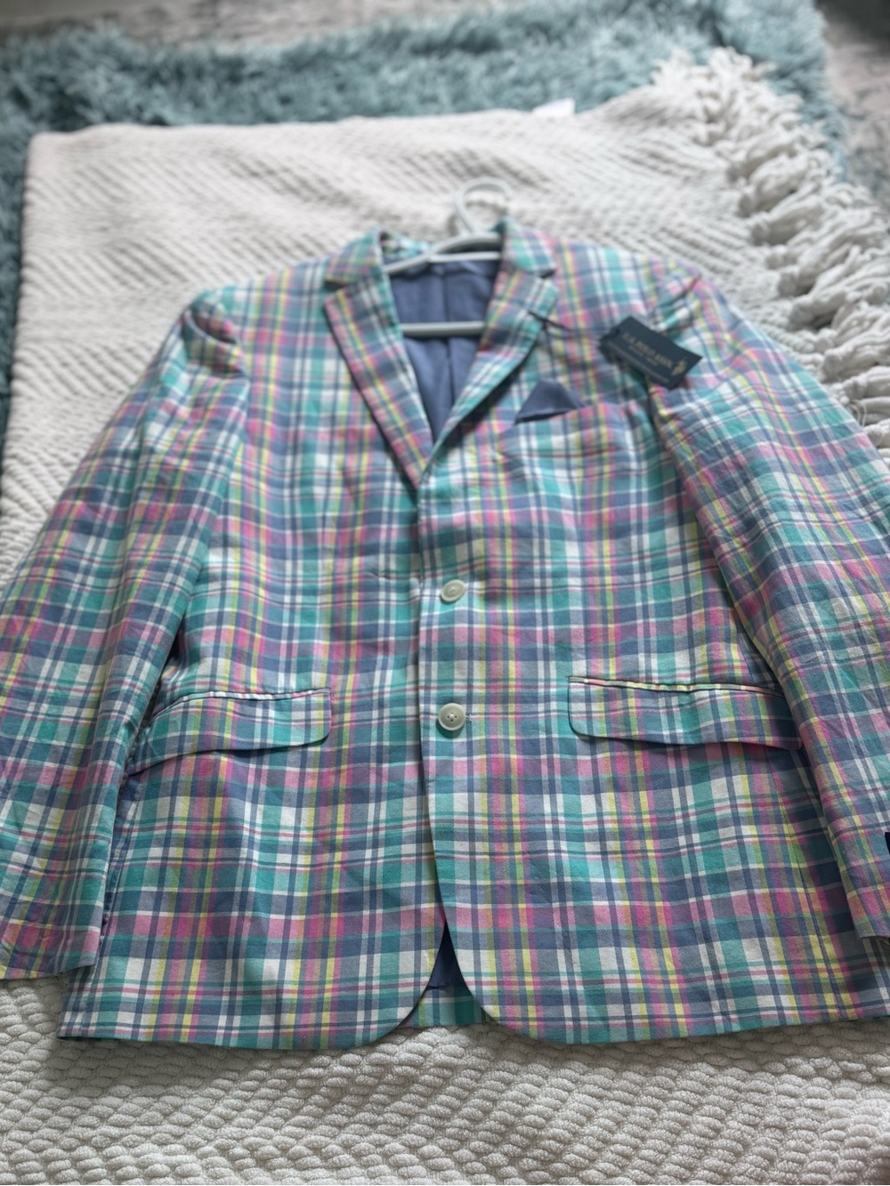 U.S. Polo Assn. Pastel Plaid Blazer in Turquoise, Pink & Yellow
